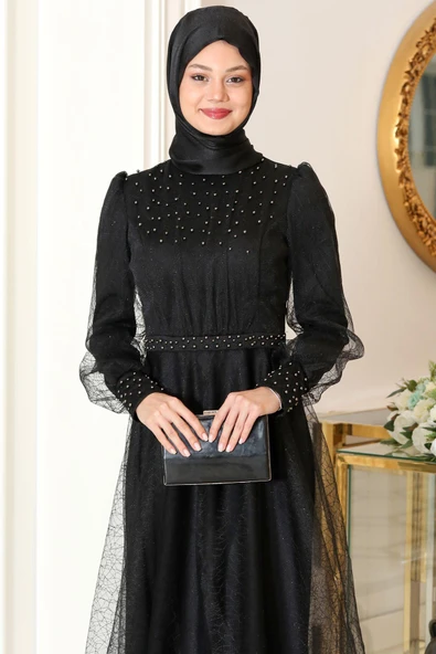 Peri Tesettür Abiye Siyah - 2