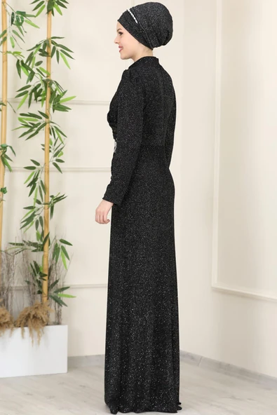 Masal Tesettür Abiye Siyah - 3