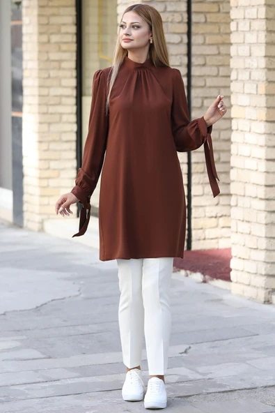 Esila Tesettür Tunik Kahve - Resim 2