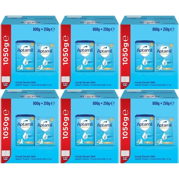 Nutrıcıa Aptamil Pronutra 800GR+250GR Toplam: 1050GR Devam Sütü No:4 (1 Yaş ve Üzeri) (6 Lı Set) ürün görseli
