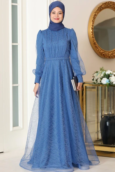 Peri Tesettür Abiye İndigo ürün görseli