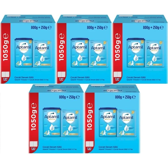 Nutrıcıa Aptamil Pronutra 800GR+250GR Toplam: 1050GR Devam Sütü No:4 (1 Yaş ve Üzeri) (5 Li Set) ürün görseli 1
