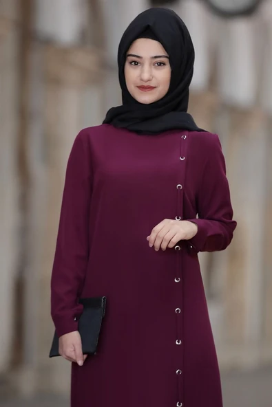 Rümeysa Tesettür Takım Mürdüm - Resim 2