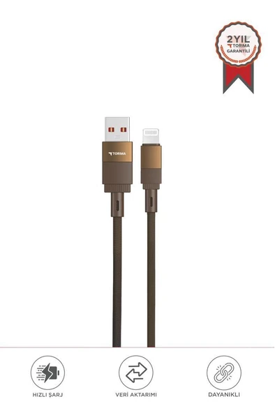 Torima U18 Kahverengi USB İle Lightning Şarj ve Data Kablosu ürün görseli