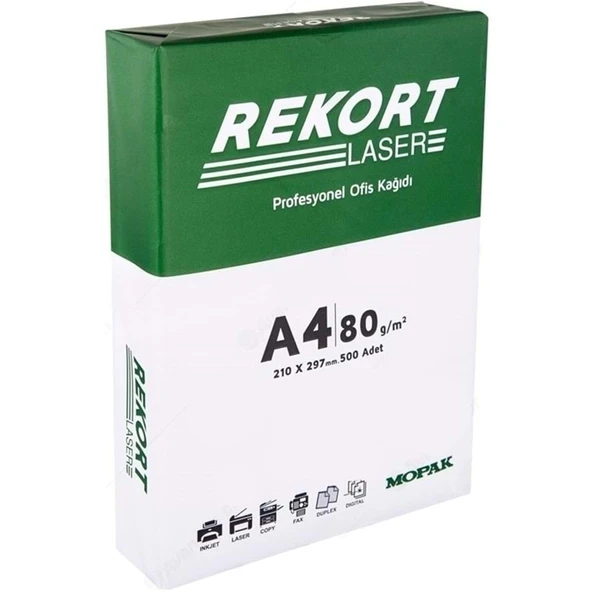 Mopak Rekort A4 80GR/M2 Fotokopi Kağıdı 10000 Adet (20PK*500) - 2