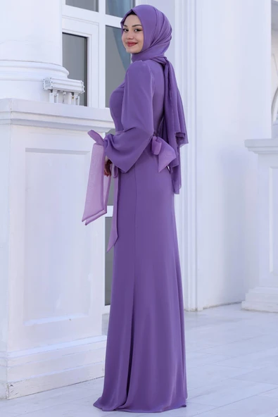 Firuze Tesettür Abiye Gül Kurusu - Resim 3