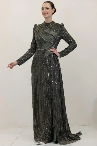 Bergüzar Tesettür Abiye Haki ürün görseli