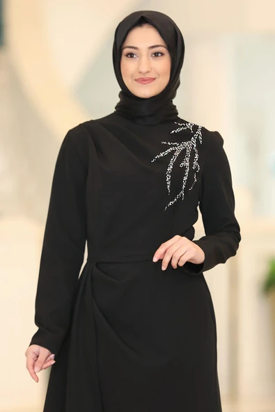 Adel Tesettür Abiye Siyah - Resim 2