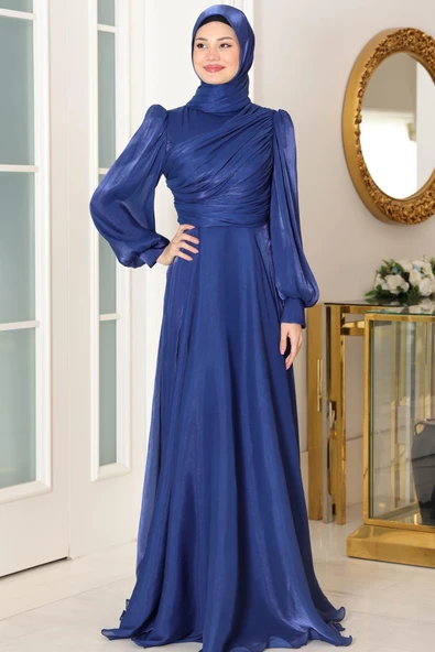 Bahar Tesettür Abiye Lacivert - Resim 4