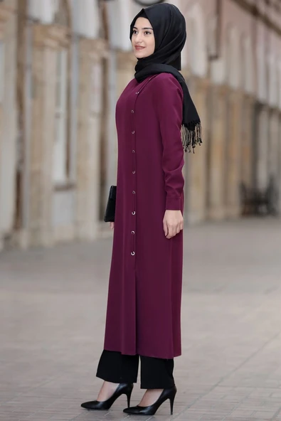 Rümeysa Tesettür Takım Mürdüm - Resim 3