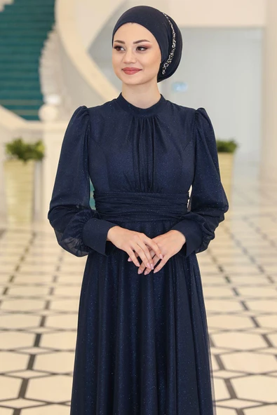 Kübra Tesettür Abiye Lacivert - Resim 2