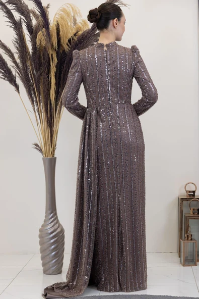 Bergüzar Tesettür Abiye Vizon - Resim 3