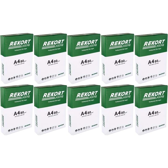 Mopak Rekort A4 80GR/M2 Fotokopi Kağıdı 5000 Adet (10PK*500) - 1