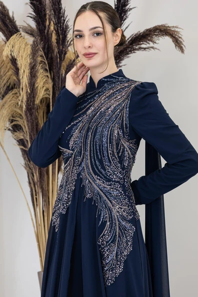 Elif Tesettür Tulum Lacivert - Resim 2