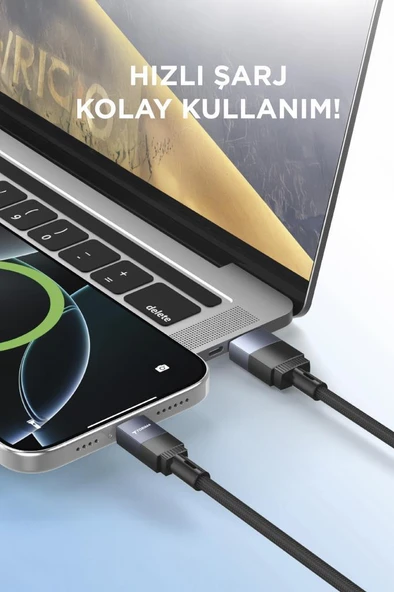 Torima U18 Siyah USB ile Type-c Şarj ve Data Kablosu - Resim 2