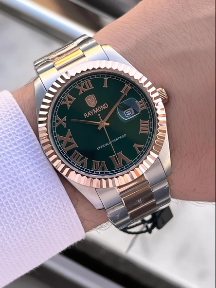 Raymond Nişan Ve Damatlara Özel Çelik Kordon 2 Yıl Garantili 5 Atm Erkek Kol Saati+Bileklik RMD.33 - 3