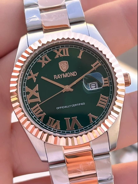 Raymond Nişan Ve Damatlara Özel Çelik Kordon 2 Yıl Garantili 5 Atm Erkek Kol Saati+Bileklik RMD.33 - 4