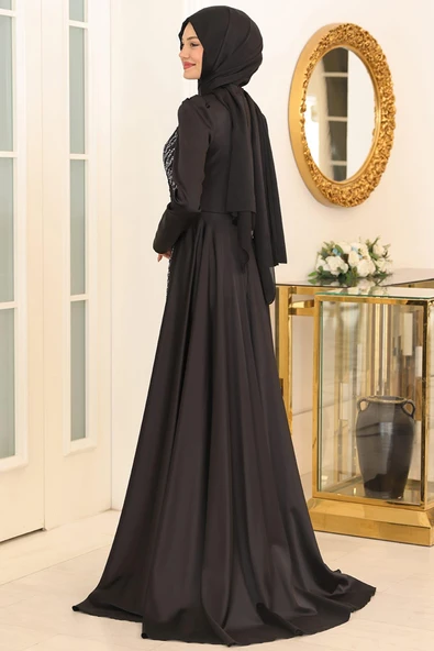 Mihrimah Tesettür Abiye Siyah - 3