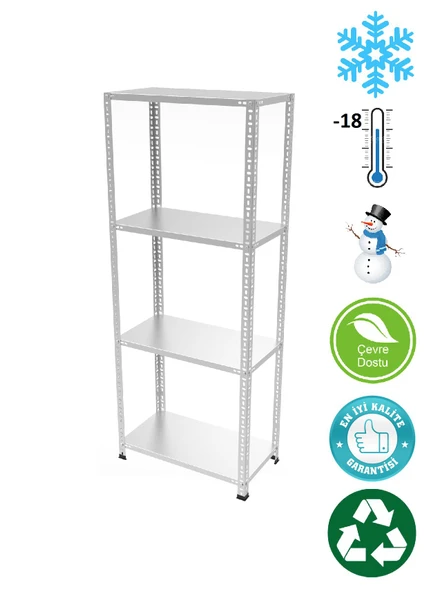 4 Katlı Paslanmaz Krom Raf - Inox Soğuk Oda Rafı, Buzhane Rafı  43x93 cm 100 cm 0.70 mm