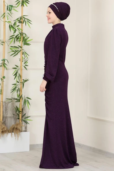 Rüya Tesettür Abiye Mürdüm - Resim 3