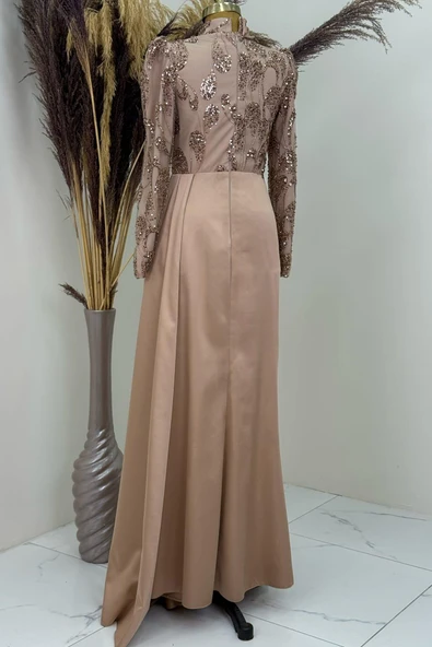 Asude Tesettür Abiye Gold - Resim 3