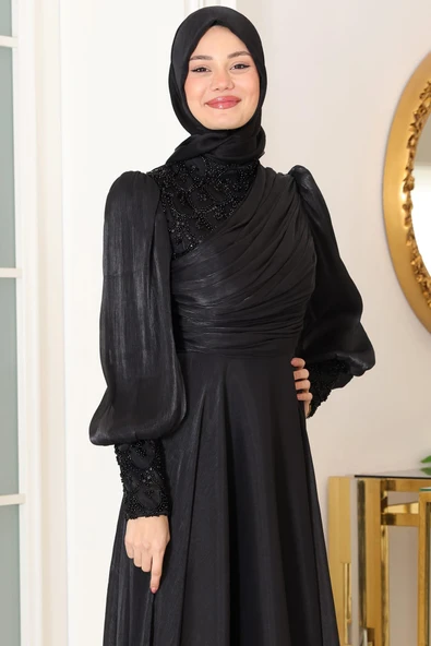 Yağmur Tesettür Abiye Siyah - 2