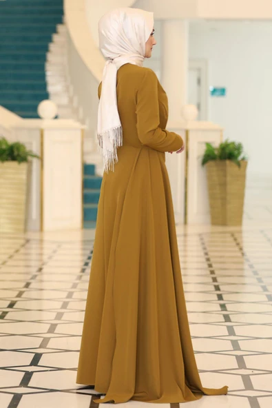 Adel Tesettür Abiye Yağ Yeşili - Resim 3