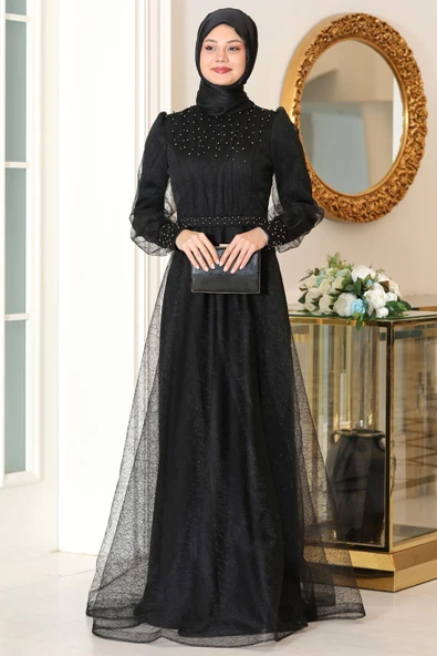 Peri Tesettür Abiye Siyah