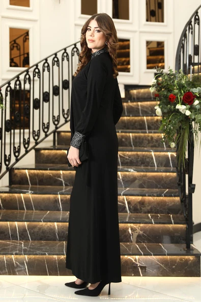 Efsane Tesettür Elbise Siyah - Resim 3