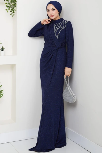 Eylül Tesettür Abiye Lacivert ürün görseli