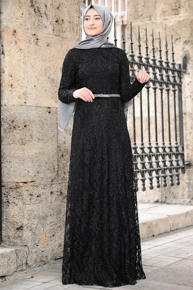 İpek Tesettür Abiye Siyah
