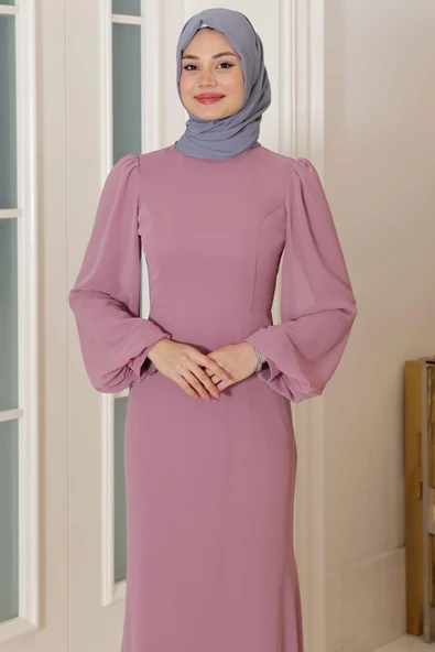 Firuze Tesettür Abiye Pudra - Resim 2