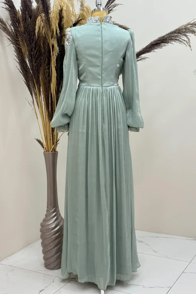 Rengin Tesettür Abiye Mint - Resim 3