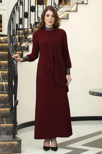 Efsane Tesettür Elbise Bordo ürün görseli