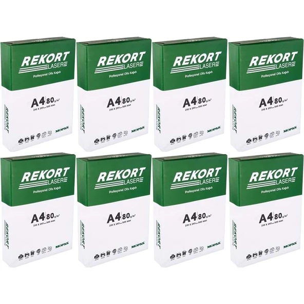 Mopak Rekort A4 80GR/M2 Fotokopi Kağıdı 4000 Adet (8PK*500) - 1