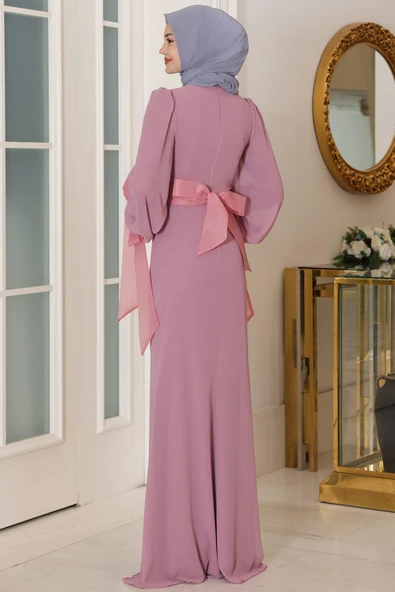 Firuze Tesettür Abiye Pudra - Resim 3