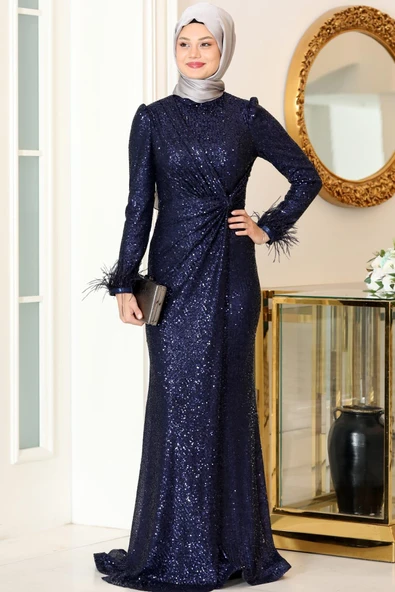Hüma Tesettür Abiye Lacivert ürün görseli