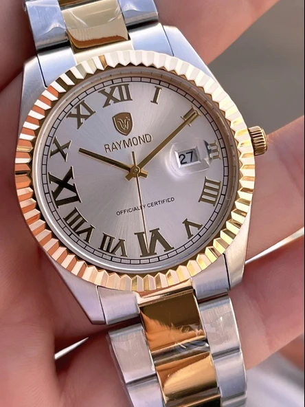 Raymond Nişan Ve Damatlara Özel Çelik Kordon 2 Yıl Garantili 5 Atm Erkek Kol Saati+Bileklik RMD.32 - Resim 4