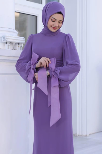 Firuze Tesettür Abiye Gül Kurusu - Resim 2