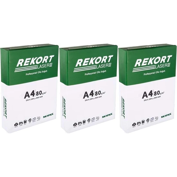 Mopak Rekort A4 80GR/M2 Fotokopi Kağıdı 1500 Adet (3PK*500) - 1