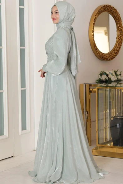 Bahar Tesettür Abiye Mint - Resim 3