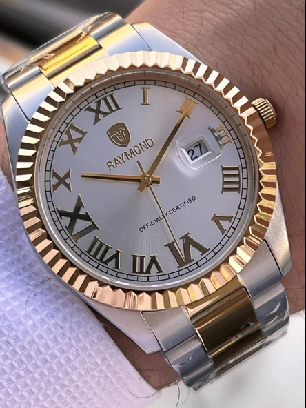 Raymond Nişan Ve Damatlara Özel Çelik Kordon 2 Yıl Garantili 5 Atm Erkek Kol Saati+Bileklik RMD.32 - Resim 2