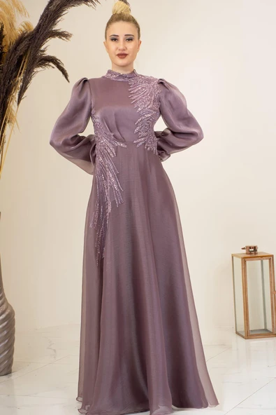 Yağmur Tesettür Abiye Gül Kurusu ürün görseli