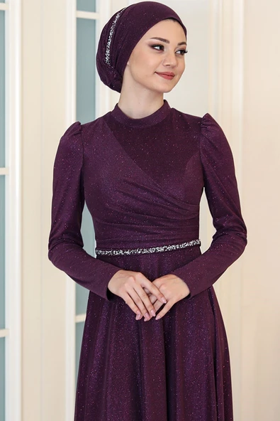 Işıl Tesettür Abiye Mor - Resim 3