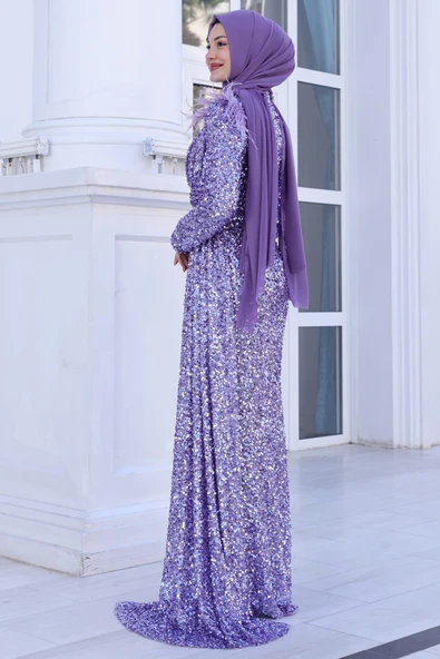 Şura Tesettür Abiye Lavanta - Resim 3