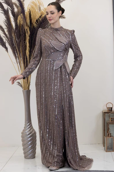 Bergüzar Tesettür Abiye Vizon ürün görseli