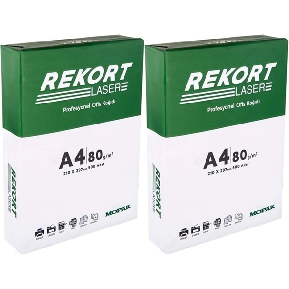 Mopak Rekort A4 80GR/M2 Fotokopi Kağıdı 1000 Adet (2PK*500) - 1