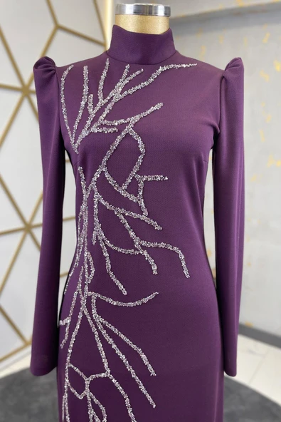 Tuana Tesettür Abiye Mor - Resim 2