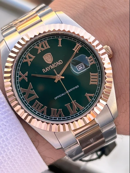 Raymond Nişan Ve Damatlara Özel Çelik Kordon 2 Yıl Garantili 5 Atm Erkek Kol Saati+Bileklik RMD.33 - 2