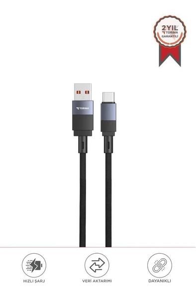 Torima U18 Siyah USB ile Type-c Şarj ve Data Kablosu ürün görseli